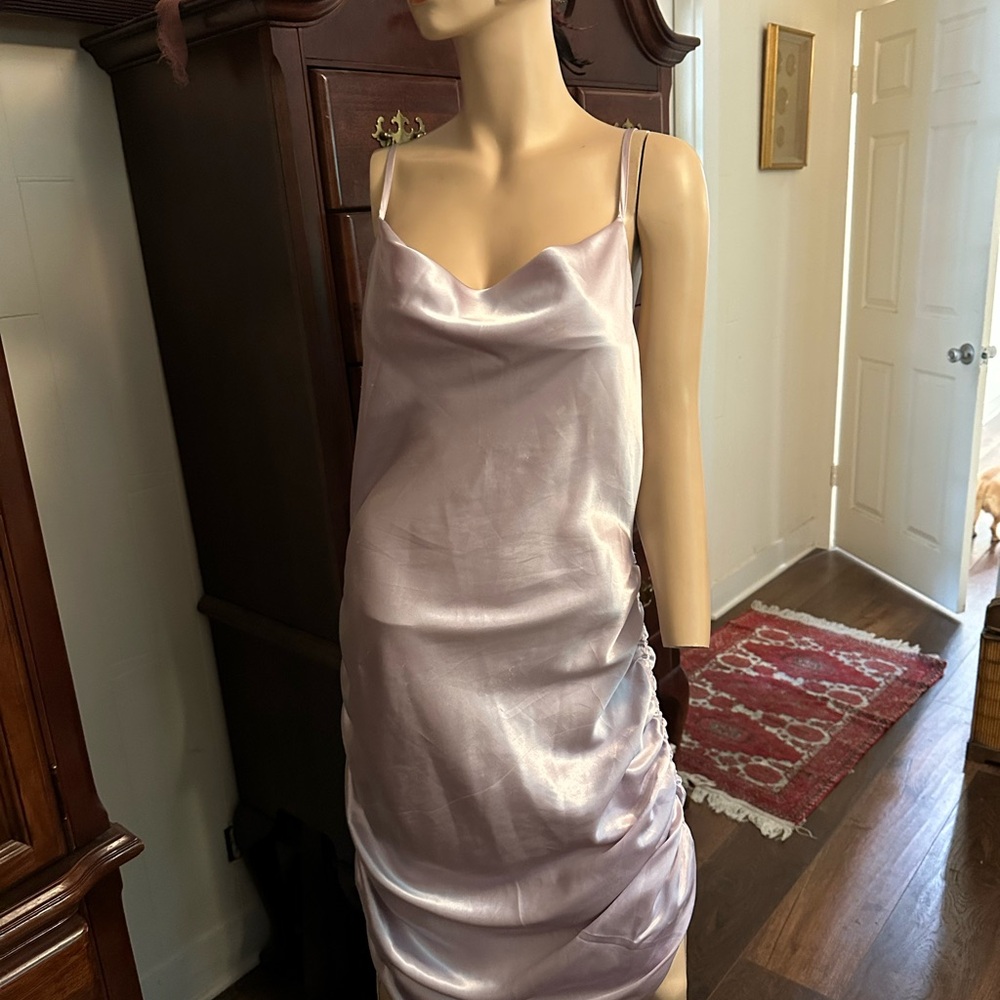 Purple Satin Chemise with Spaghetti Straps